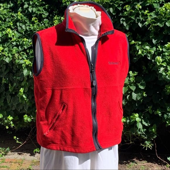 Women’s Red Timberland Fleece Vest - Picture 1 of 5